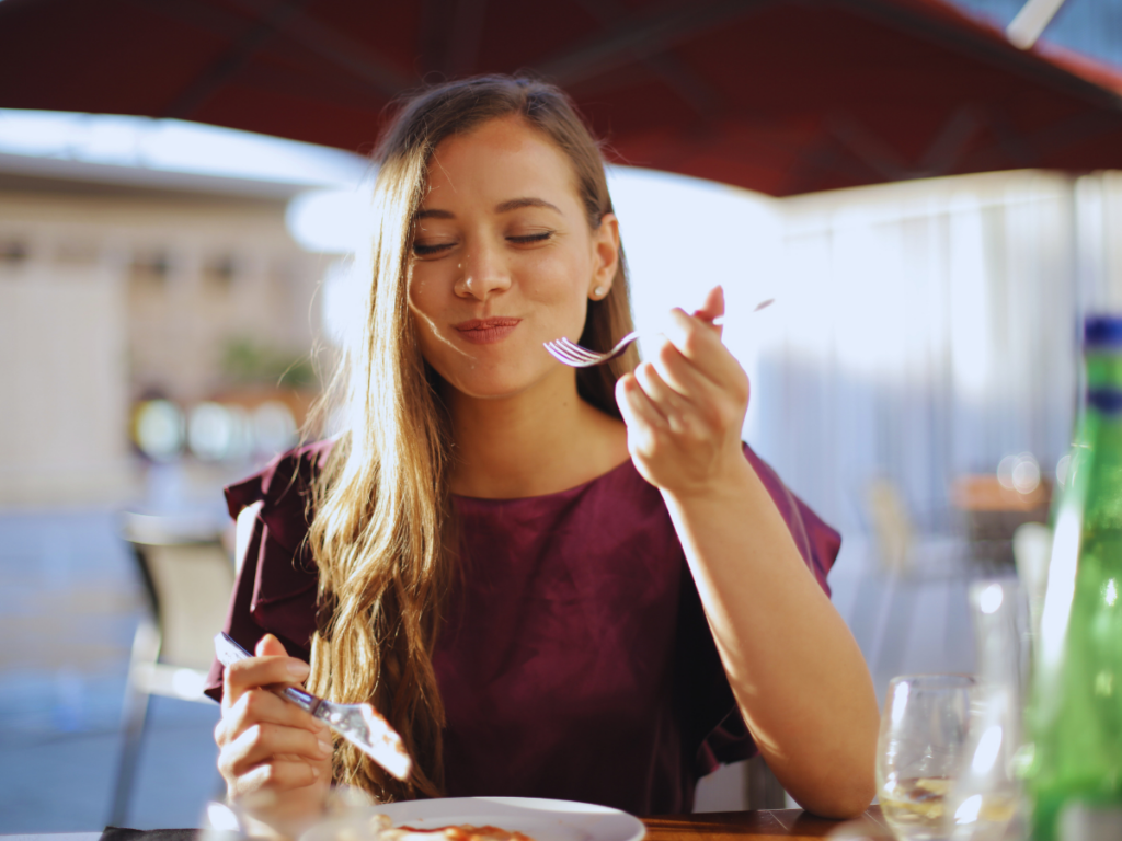 woman eating mindfully